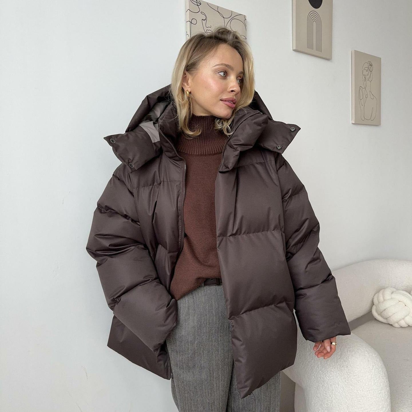 Women's quilted down jacket with high collar Chichicherry