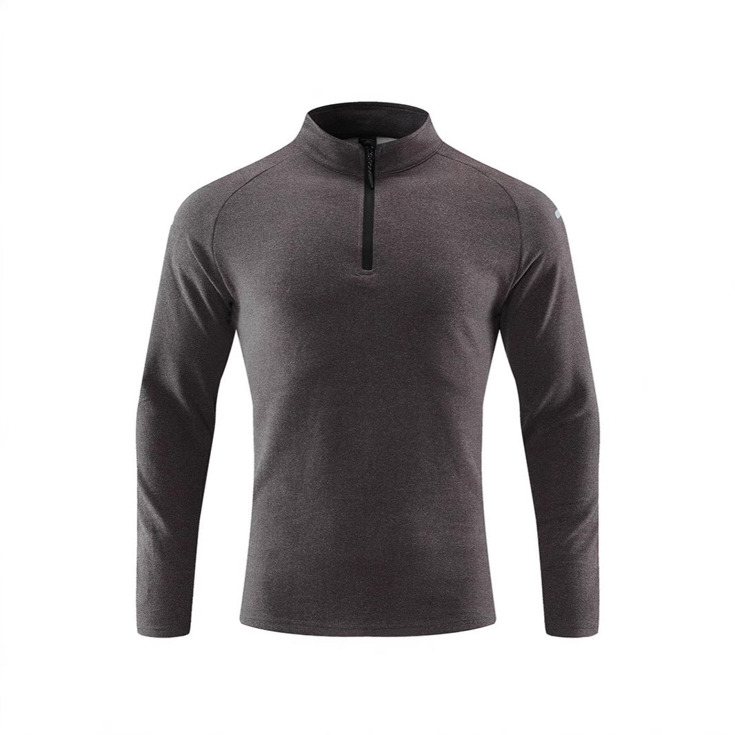 Men's Breathable Functional Long Sleeve Shirt with Stand-up Collar and Short Zipper Chichicherry