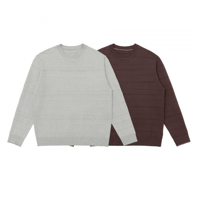 Unisex fine knit pullover with fine structured stripes, round neck and slightly oversized cut Chichicherry