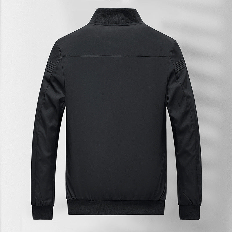 Men's simple Slim-Fit zip bomber jacket with stand-up collar, tonal seam details and elastic cuffs