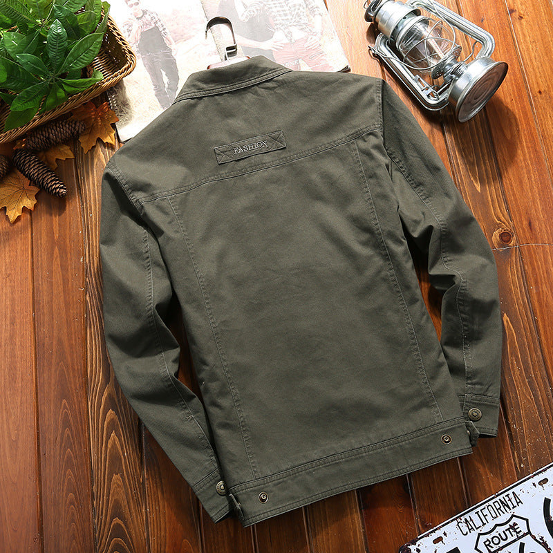 Men's robust canvas field jacket with chest pocket, stitch detail, and shirt collar Chichicherry