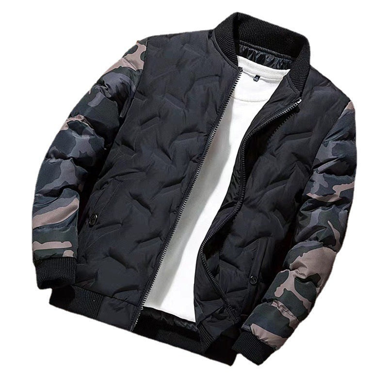 Men's quilted bomber jacket with camouflage sleeves, padded thermal lining and ribbed cuffs Chichicherry