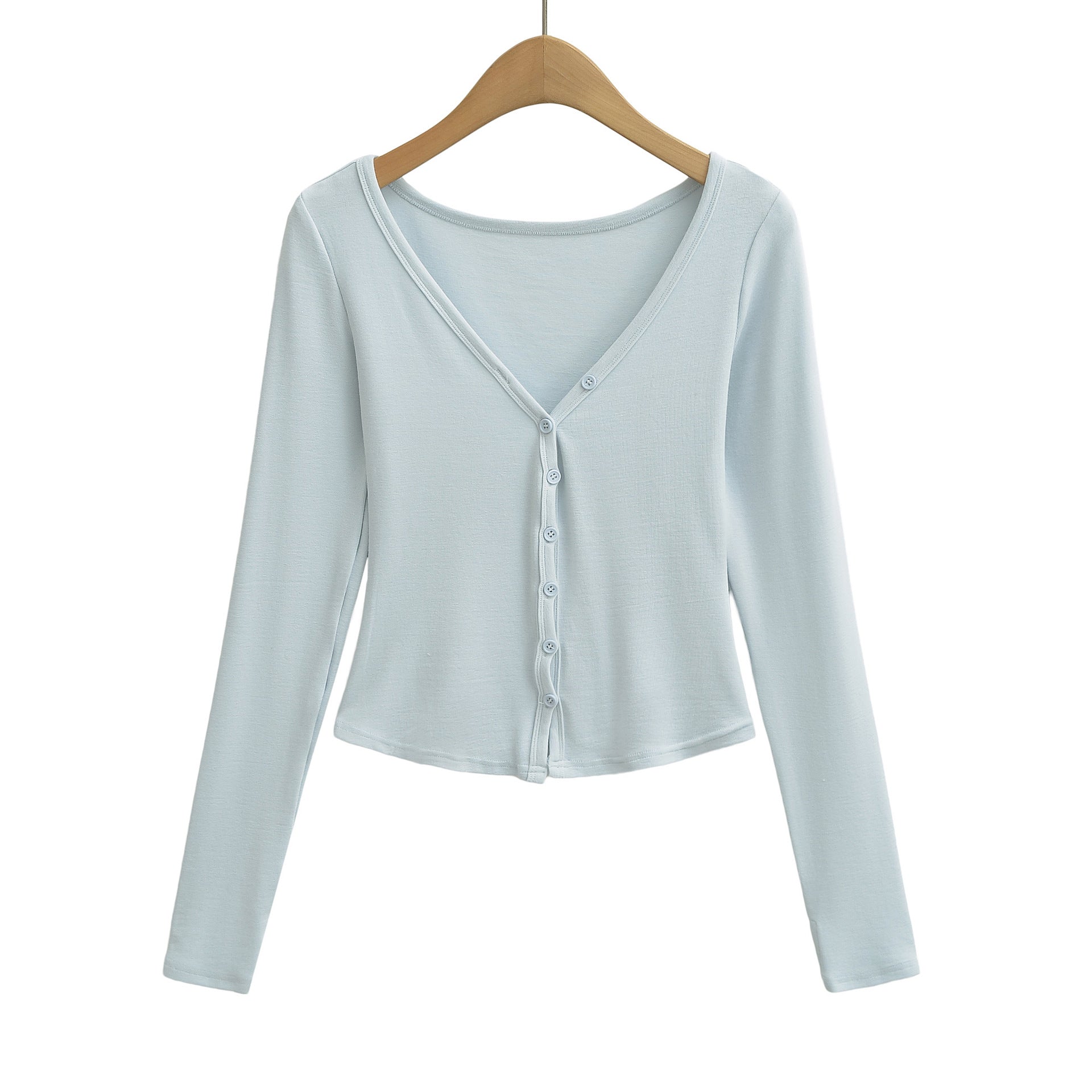 Women Figure-Hugging Layering Set with Turtleneck Long Sleeve and Asymmetrical Button Jacket and Flared High-Waist Pants Chichicherry