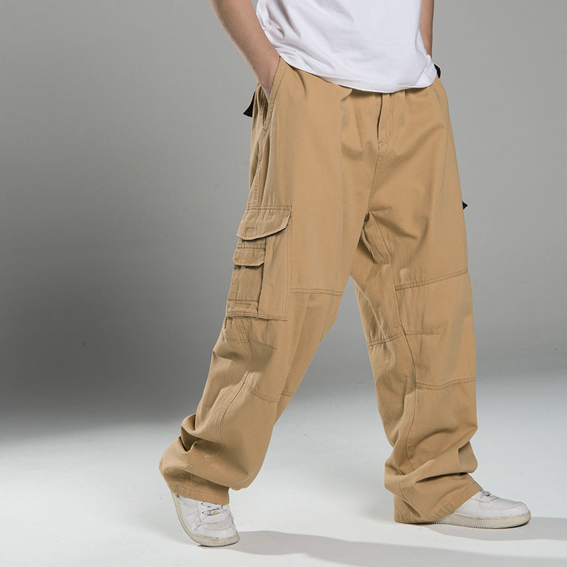 Men's Oversized Cargo Pants with Wide Leg, Multiple Pockets and Reinforced Seams Chichicherry