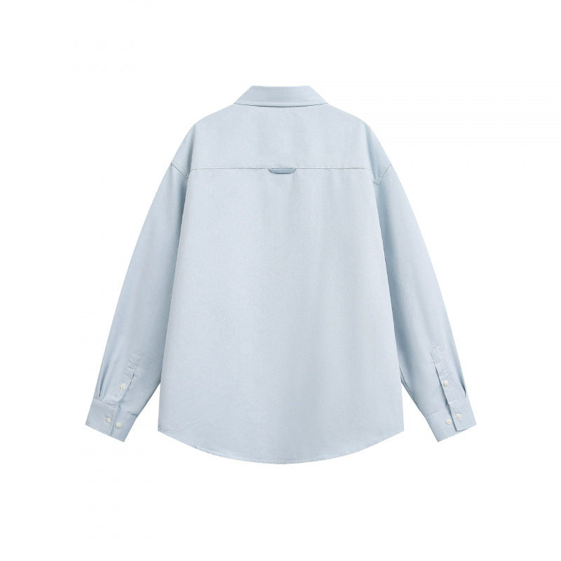 Unisex Oversized Shirt with Diagonal Colorblock and Chest Pocket Chichicherry
