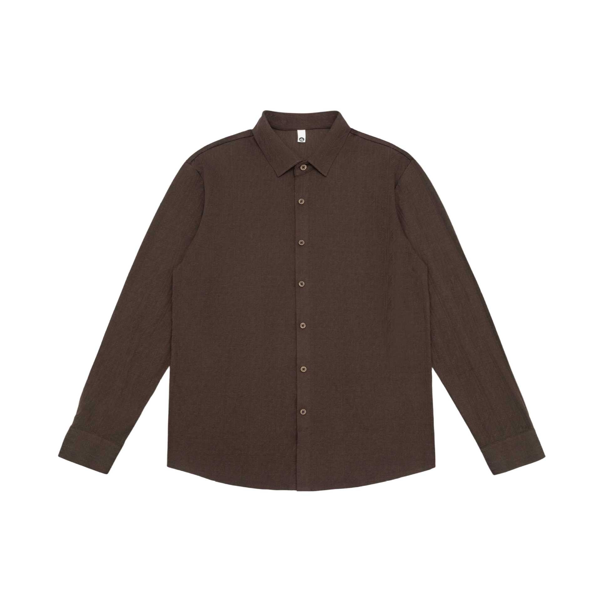 Men's Fine Cotton Twill Shirt Jacket Style with Kent Collar and Rounded Hem Chichicherry