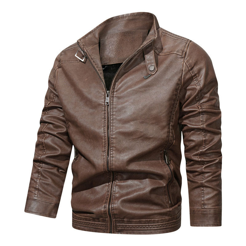 Men's tailored denim bomber jacket with stand-up collar and detailed sleeve stitching Chichicherry