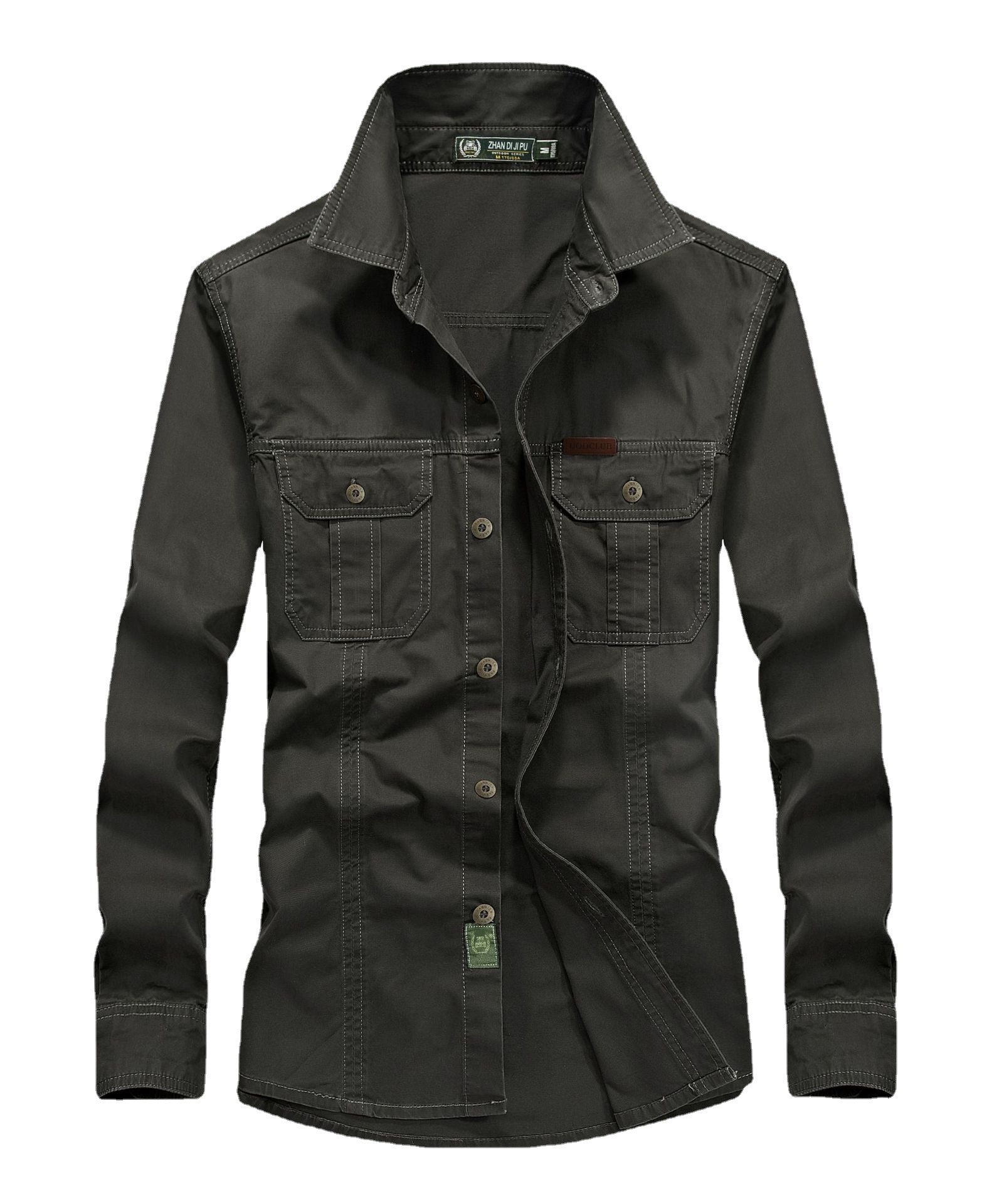 Men's lightweight canvas field shirt jacket with chest flap pockets and reinforced seams Chichicherry