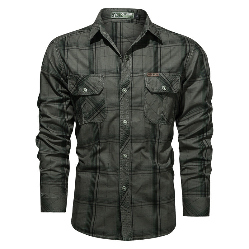 Men's checked utility shirt with chest flap pockets and reinforced canvas finish Chichicherry