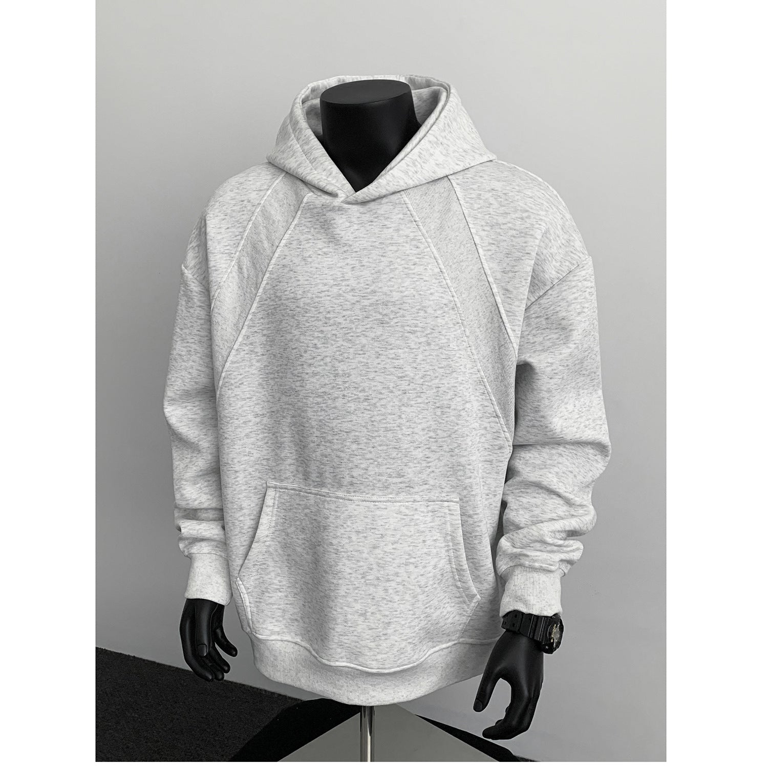 Men's Oversize Hoodie with Diagonal Insert and Kangaroo Pocket Chichicherry