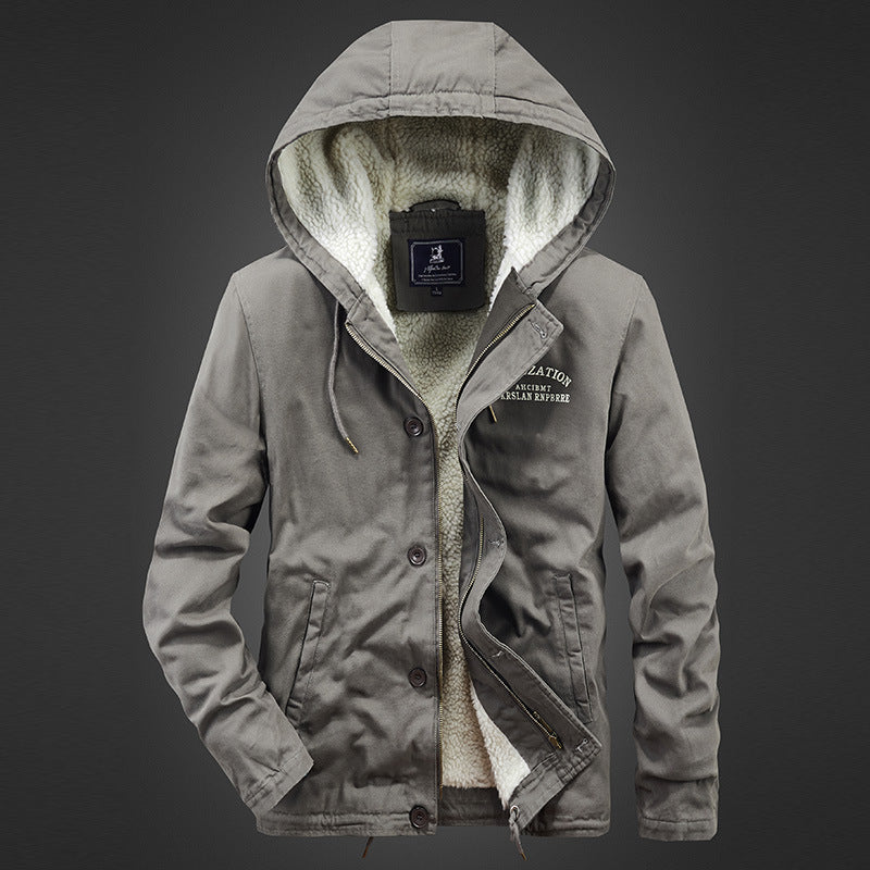 Men's Hooded Canvas Parka with Sherpa Lining and Thermal Insulation Chichicherry