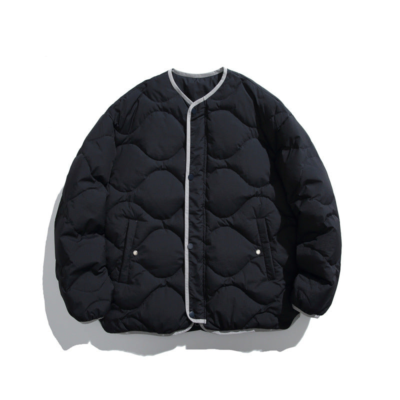 Unisex Kastig padded short jacket with circular quilting, round neckline and contrast piping Chichicherry