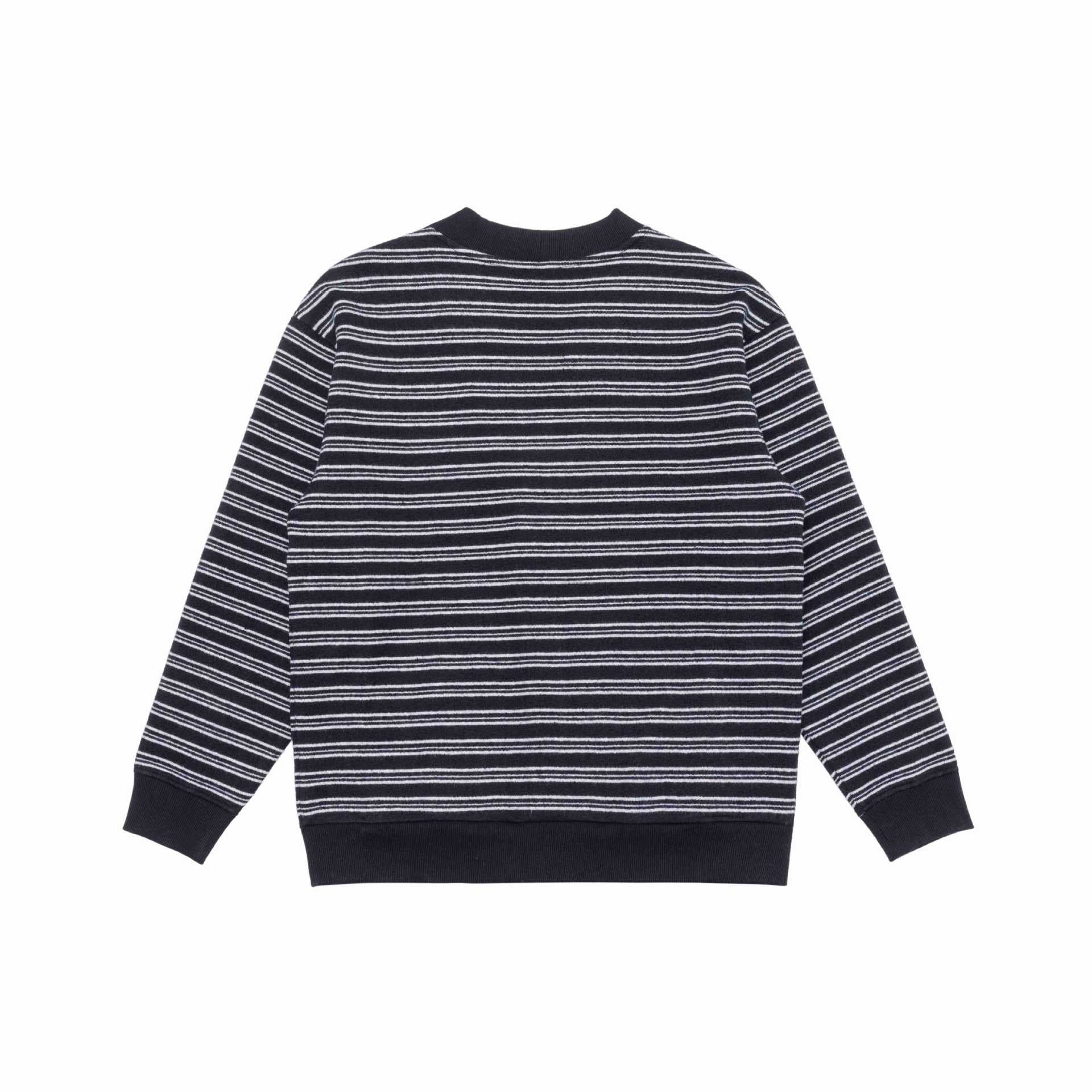 Men's Striped Button Cardigan with V-Neck, Patch Pockets and Ribbed Cuffs Chichicherry