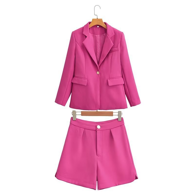 Women's Tailored Blazer and Shorts Set with Corset Crop Top Chichicherry
