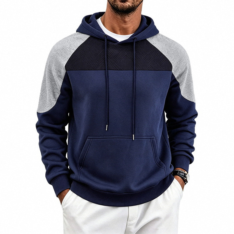 Men's hooded sweatshirt made of French Terry with waffle structure inserts and kangaroo pocket Chichicherry