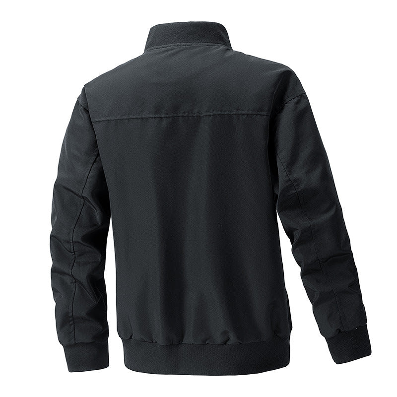 Men's urban bomber jacket with stand-up collar, vertical chest zippers, and ribbed hem Chichicherry
