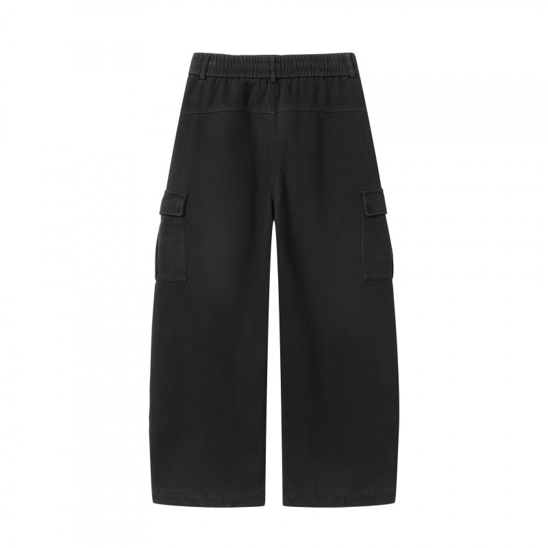 Women's Wide Cargo Pants with Drawstring Waistband, Flap Pockets, and Wide Leg Chichicherry