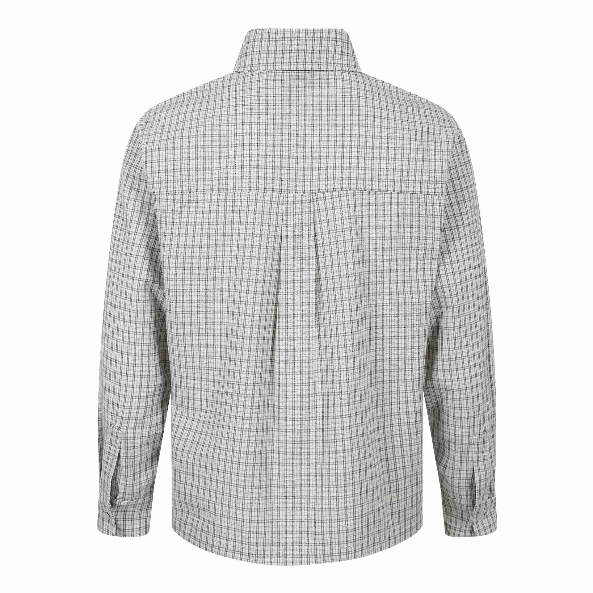 Men's Checkered Gingham Shirt with Button-Down Collar and Chest Embroidery Chichicherry