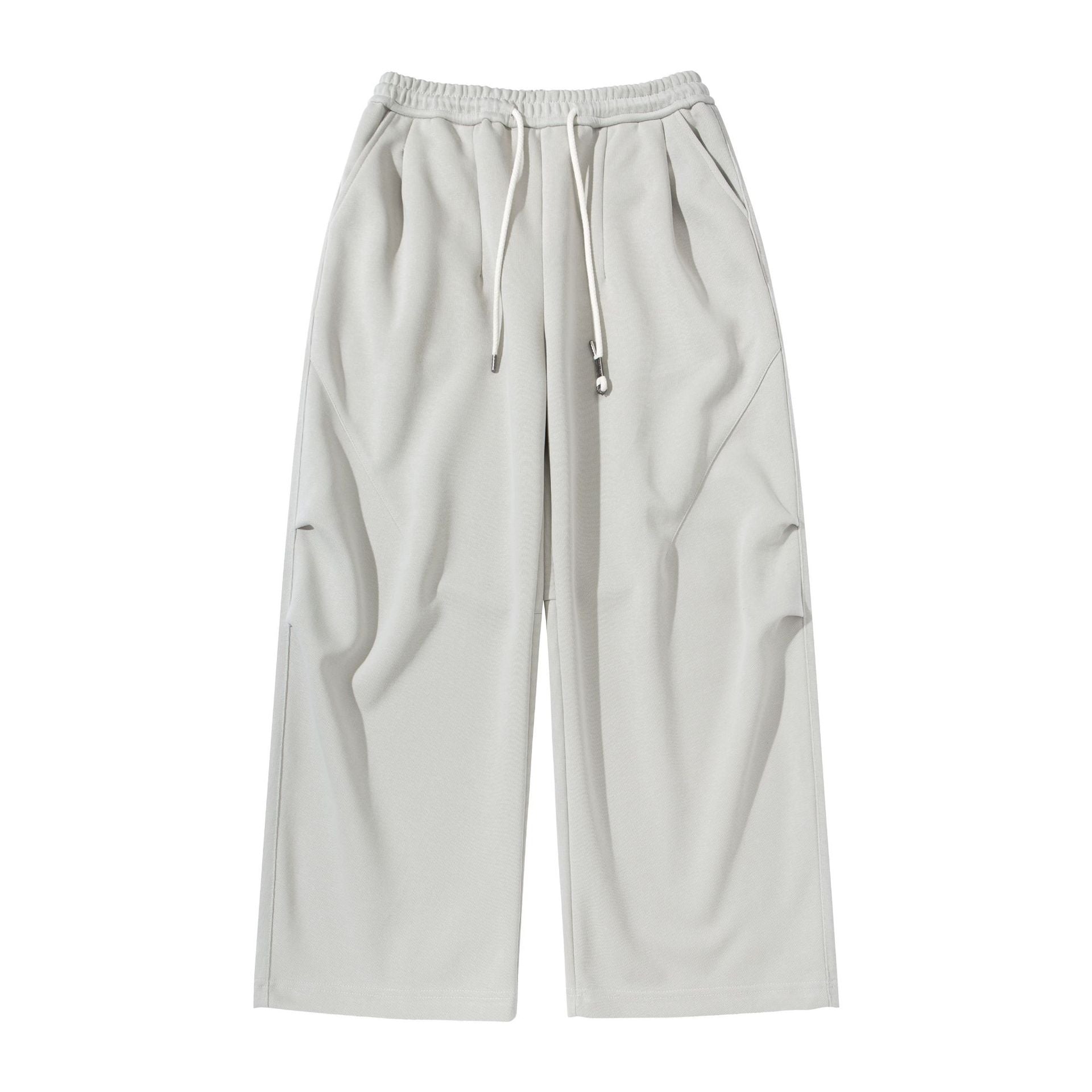 Women's Wide Cropped Sweatpants made of French Terry with High Elastic Waistband, Drawstring, and Side Pockets Chichicherry