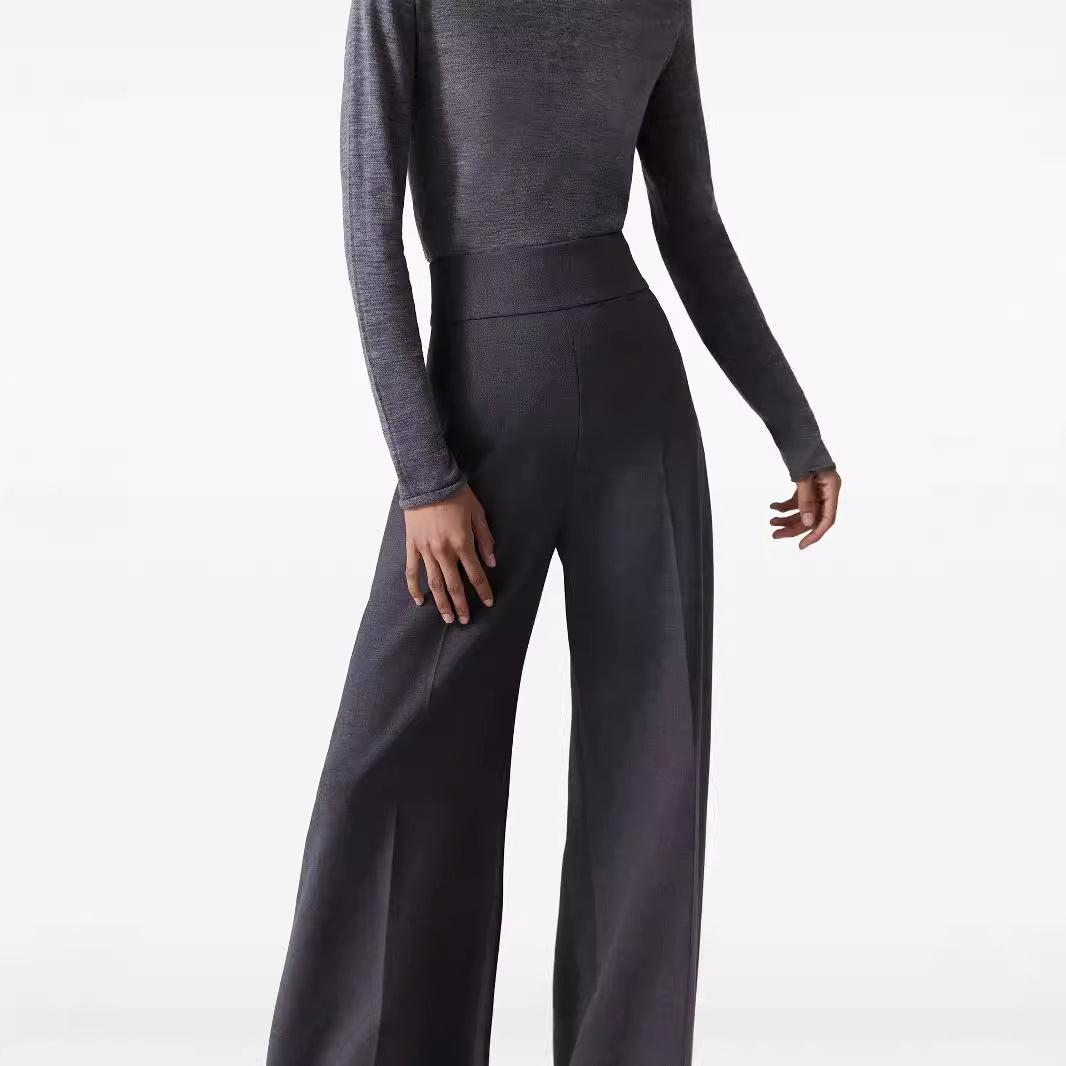 Women High-Waist ultra-wide Palazzo pants with crease and hem Chichicherry