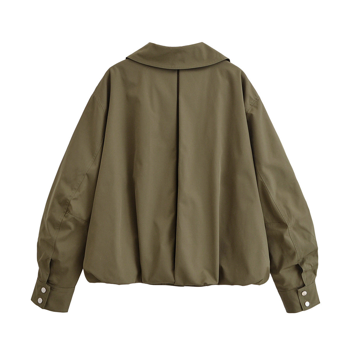 Women Oversize Bomber Jacket with Waist Belt and Stand-up Collar Chichicherry