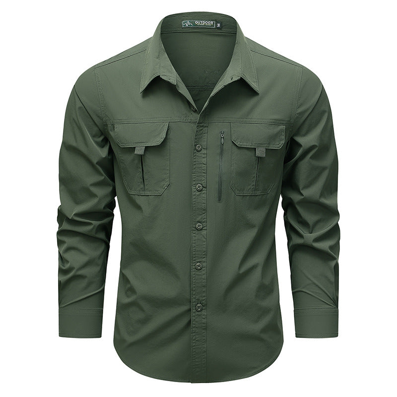 Men's outdoor utility shirt with multiple pockets and zipper Chichicherry