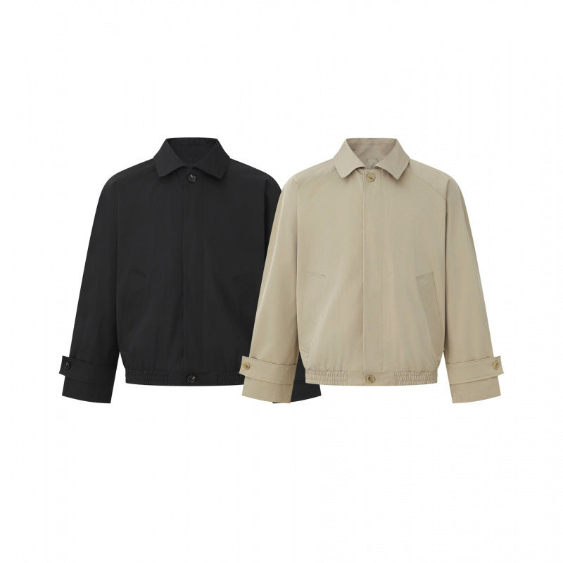 Men's short-cut boxy Harrington jacket with concealed button placket, elastic hem and adjustable cuffs Chichicherry
