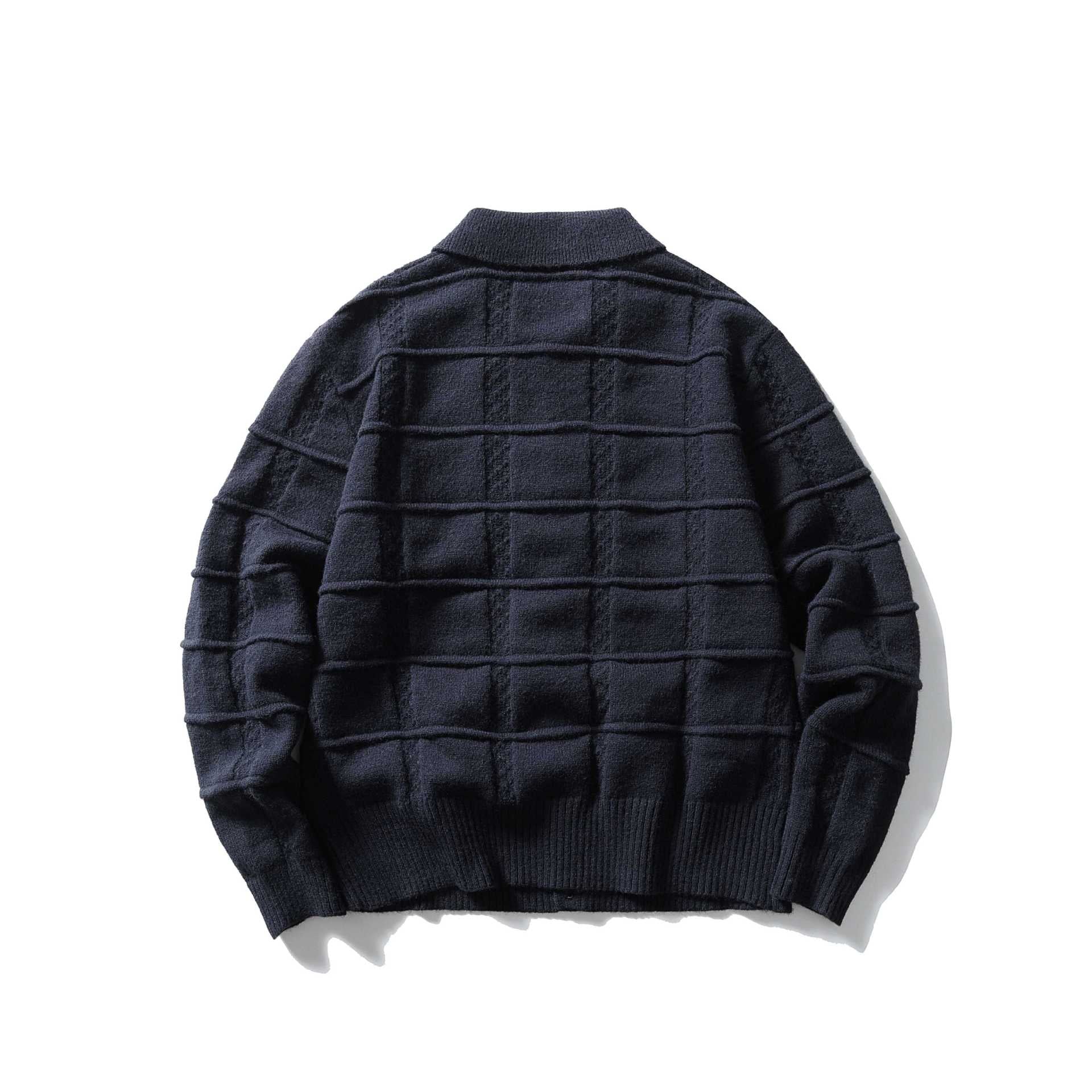 Men's textured cardigan with shirt collar and full button placket Chichicherry