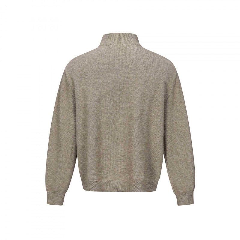 Unisex fine knit half-zip sweater with standing collar and diagonal structure Chichicherry