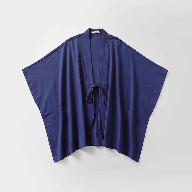 Women Oversize Kimono Cardigan with Tie Belt and Side Pockets Chichicherry