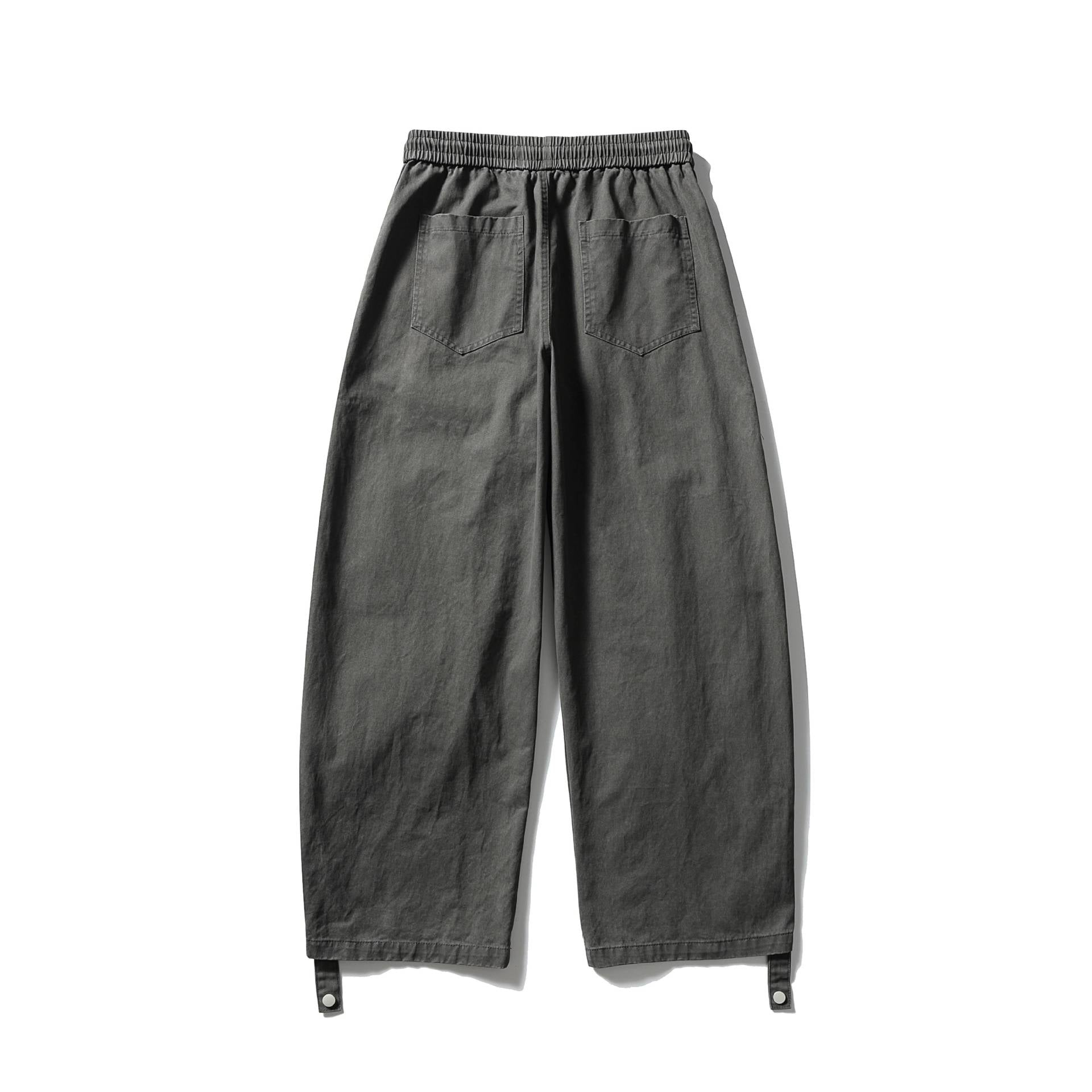 Women's Wide Cargo Pants with Elastic Tunnel Drawstring Waistband, Flap Pockets and Adjustable Leg Straps Chichicherry