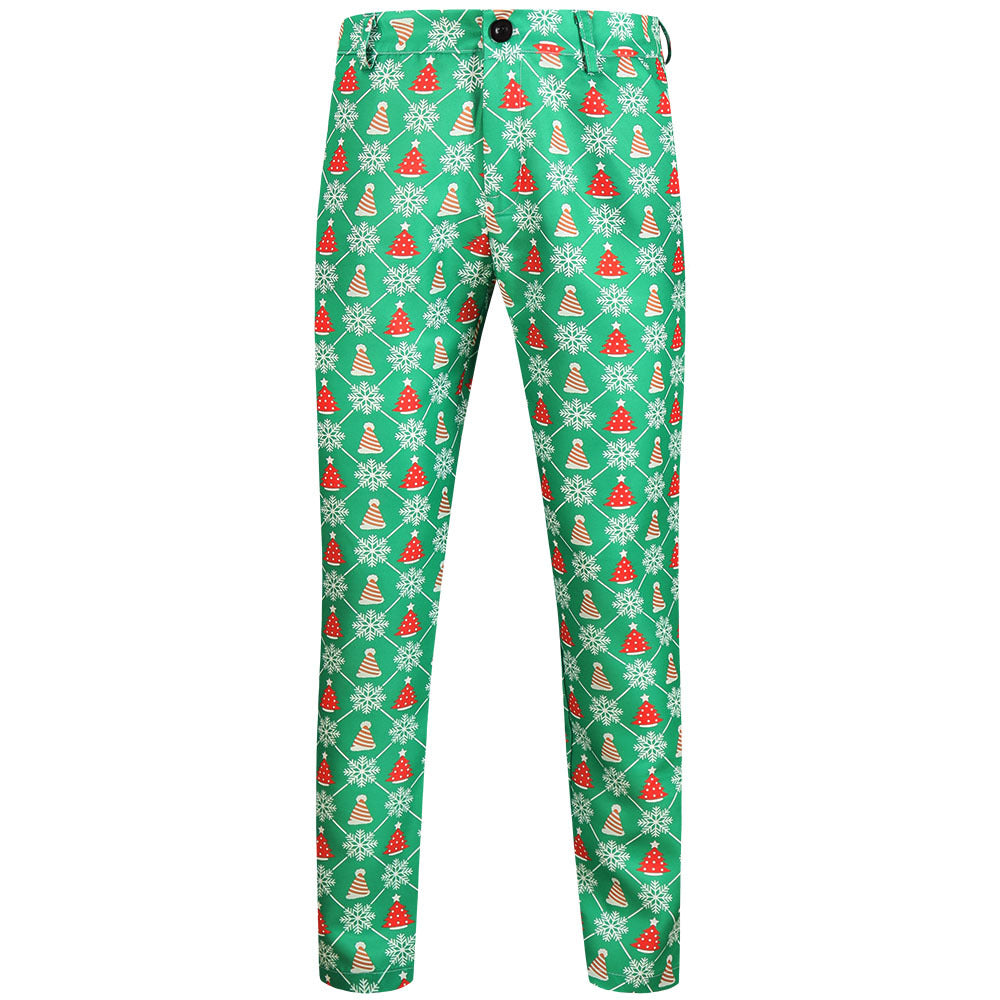 Men's Christmas Slim-Fit Chino Pants with Allover Santa Print and Stretch Comfort Chichicherry