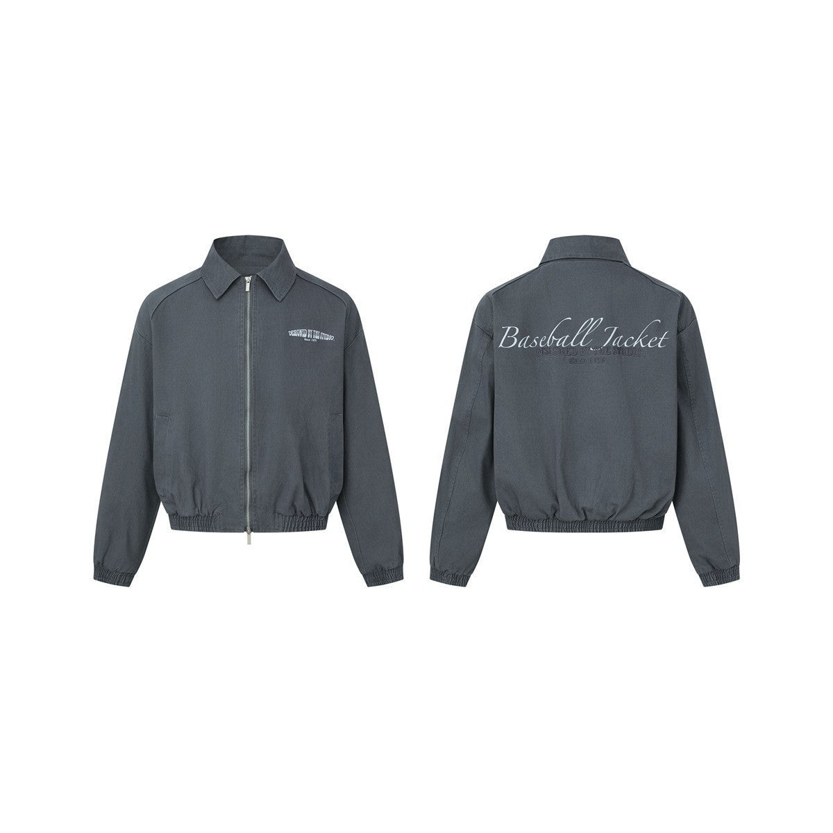 Unisex Boxy Blouson Jacket with Shirt Collar, Two-Way Zipper and Elastic Hem Chichicherry