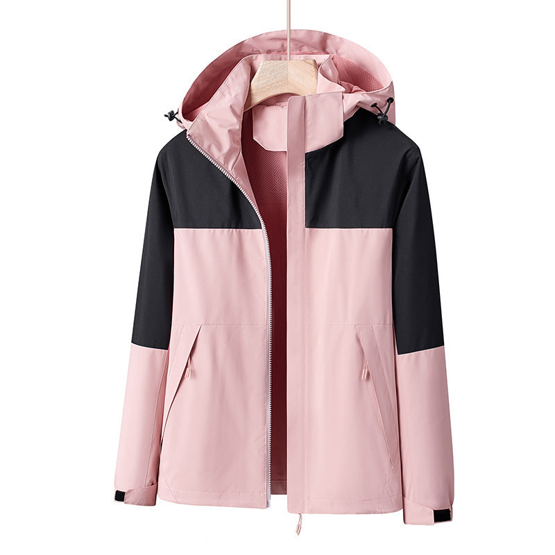 Men's Lightweight Windproof Softshell Rain Jacket with Hood and Contrast Trim Chichicherry
