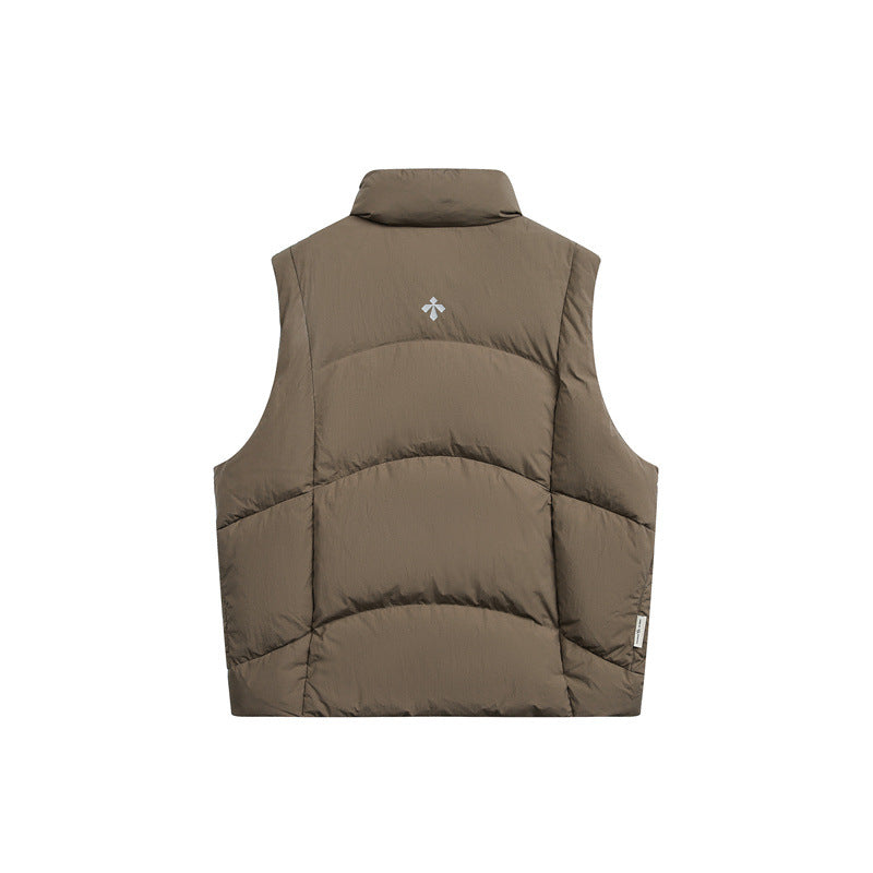 Men's padded quilted vest with high stand-up collar and multifunction pockets Chichicherry