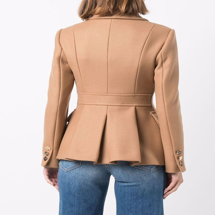 Women's short military-inspired wool blend jacket with decorative buttons Chichicherry