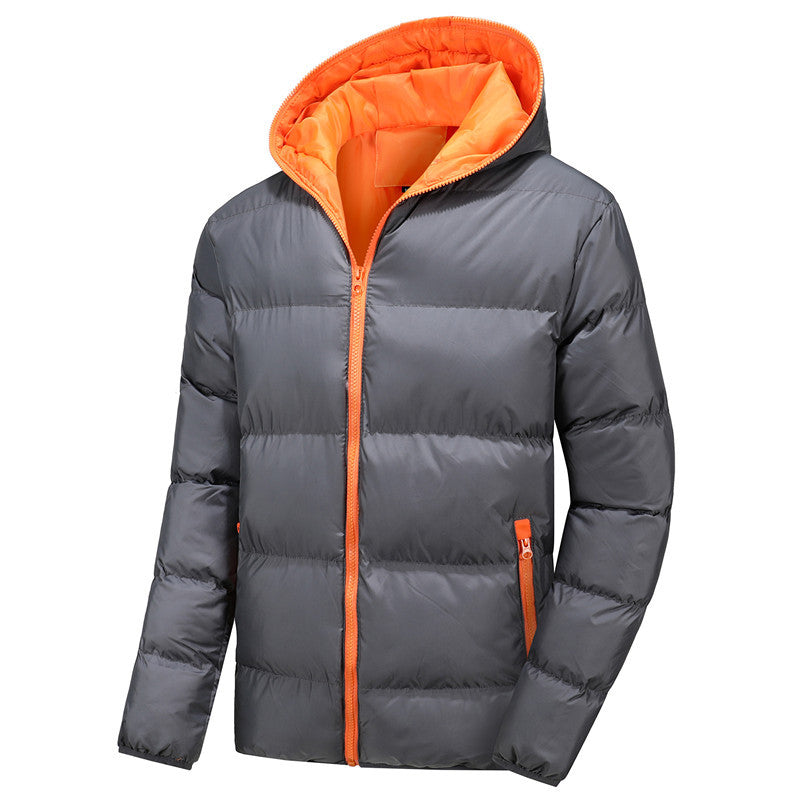 Men's Lightweight Thermal Padded Jacket with Hood windproof surface and contrast zipper Chichicherry