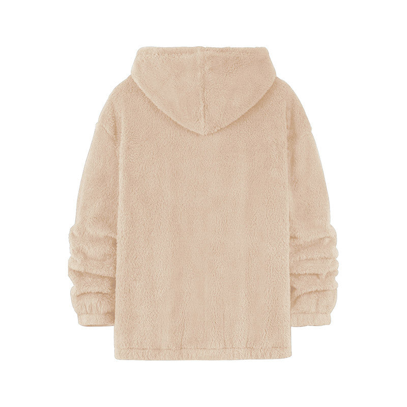 Unisex Cozy Teddy Fleece Hoodie with Chenille Lettering Chichicherry