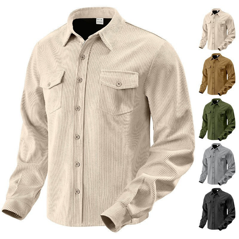 Men's cord shirt jacket made of wide corduroy with flap pockets and shirt collar Chichicherry