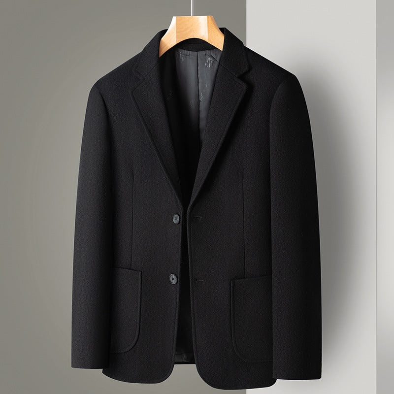 Men's Modern Wool Blazer with Patch Pockets and Light Thermal Lining Chichicherry
