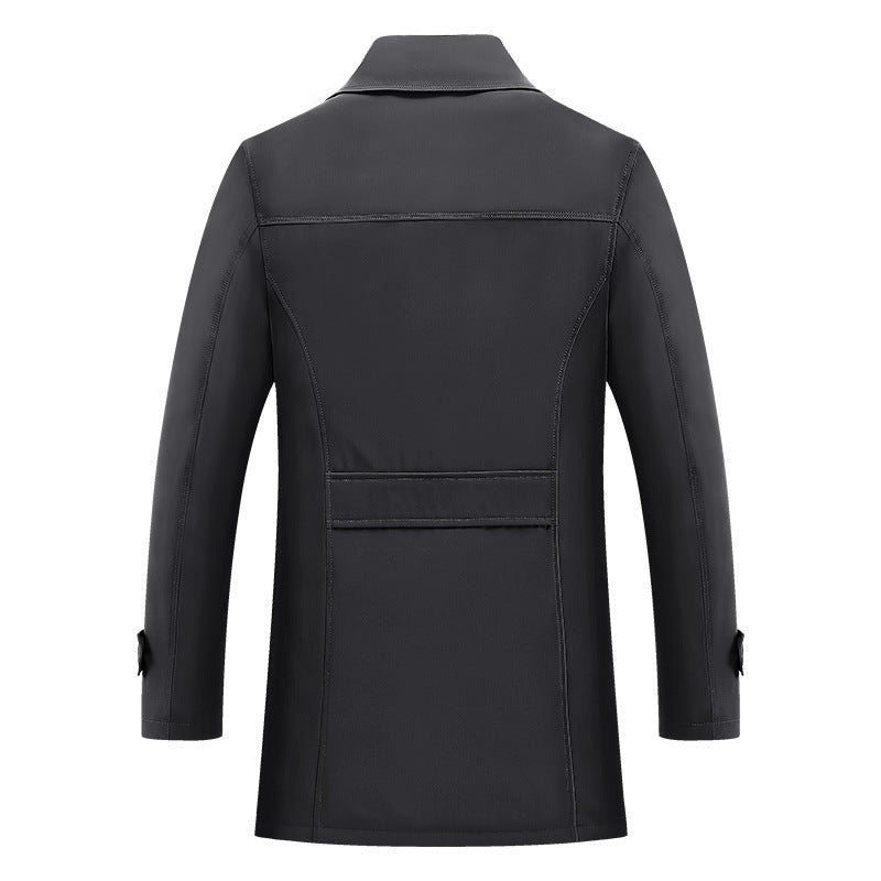 Men's Modern Short Coat in Trench Look with Checked Lining and Utility Pockets Chichicherry