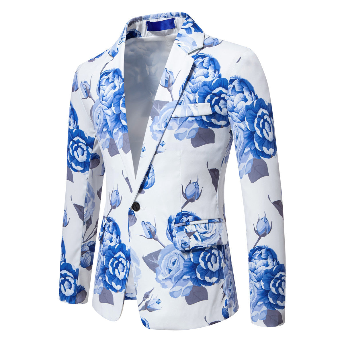 Men's Slim-Fit Blazer with all-over floral print and narrow lapel Chichicherry