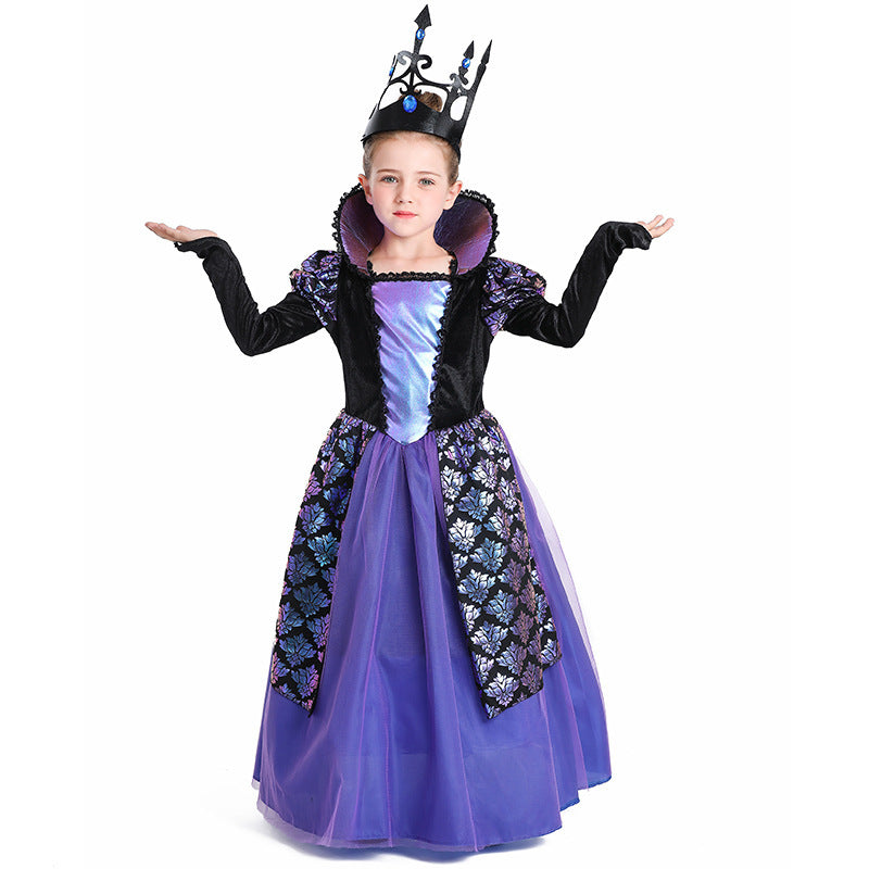 Girls Princess Costume with Shimmering Embellishments and Elegant Collar Chichicherry