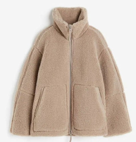 Damen Teddy-Fleecejacke mit Stehkragen Chichicherry