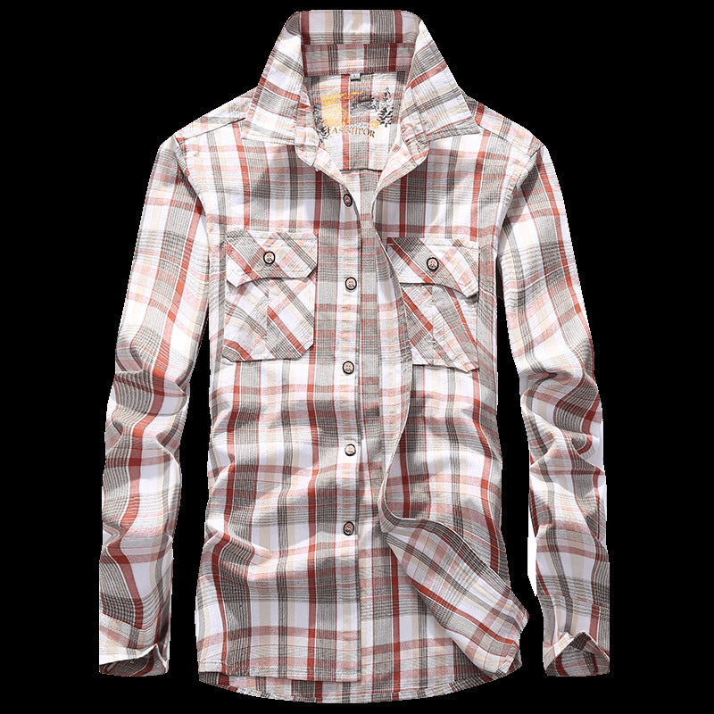 Men's checked shirt jacket in worker style with chest flap pockets Chichicherry