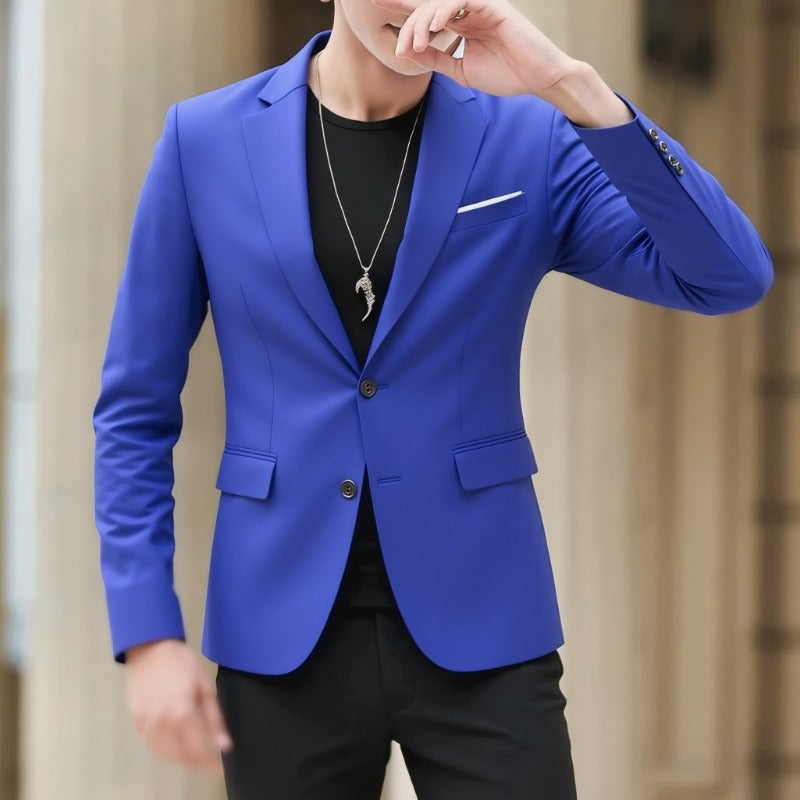 Men's blazer with tailored fit, lightweight stretch quality, and classic button closure Chichicherry