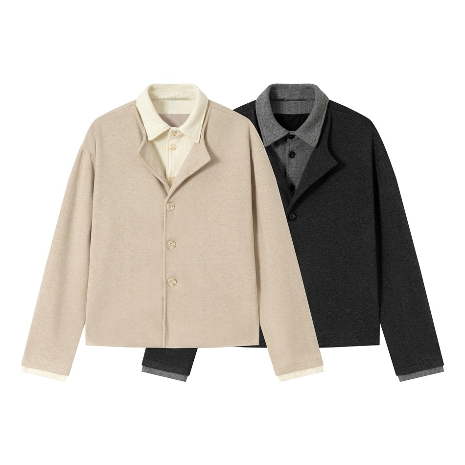 Men's short jacket in layered look with contrast collar Chichicherry