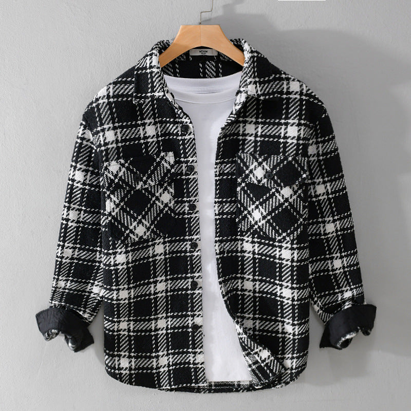 Men's Checked Overshirt with Quilted Hood and Thermal Lining Chichicherry