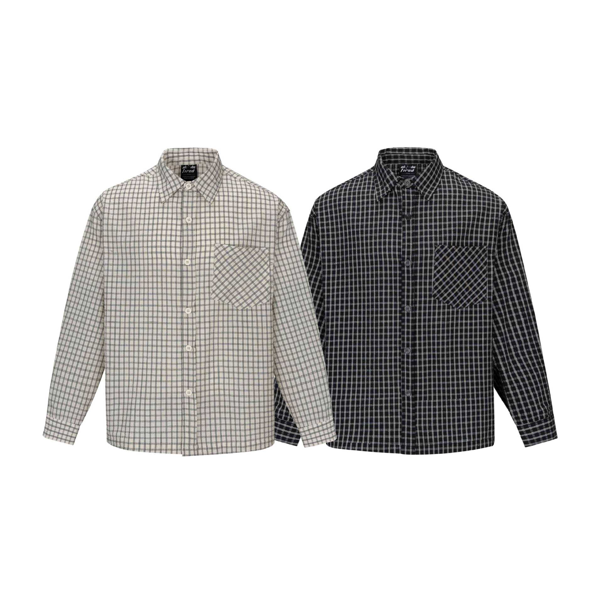 Men's Checked Flannel Shirt in Overshirt Style with Patch Chest Pocket Chichicherry
