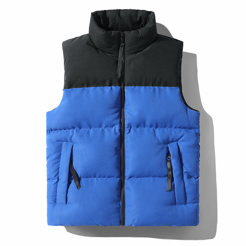 Men's Quilted Thermal Padded Vest with High Collar and Windproof Shoulder Yoke Chichicherry